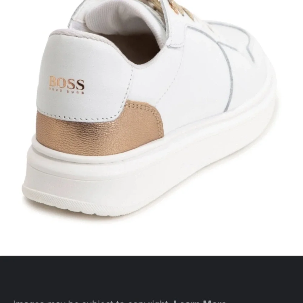 Boss Girls White & Gold Leather Trainers leather kids girls Sneakers‎  size 4
